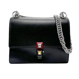 FENDI Black Leather Shoulder Bag